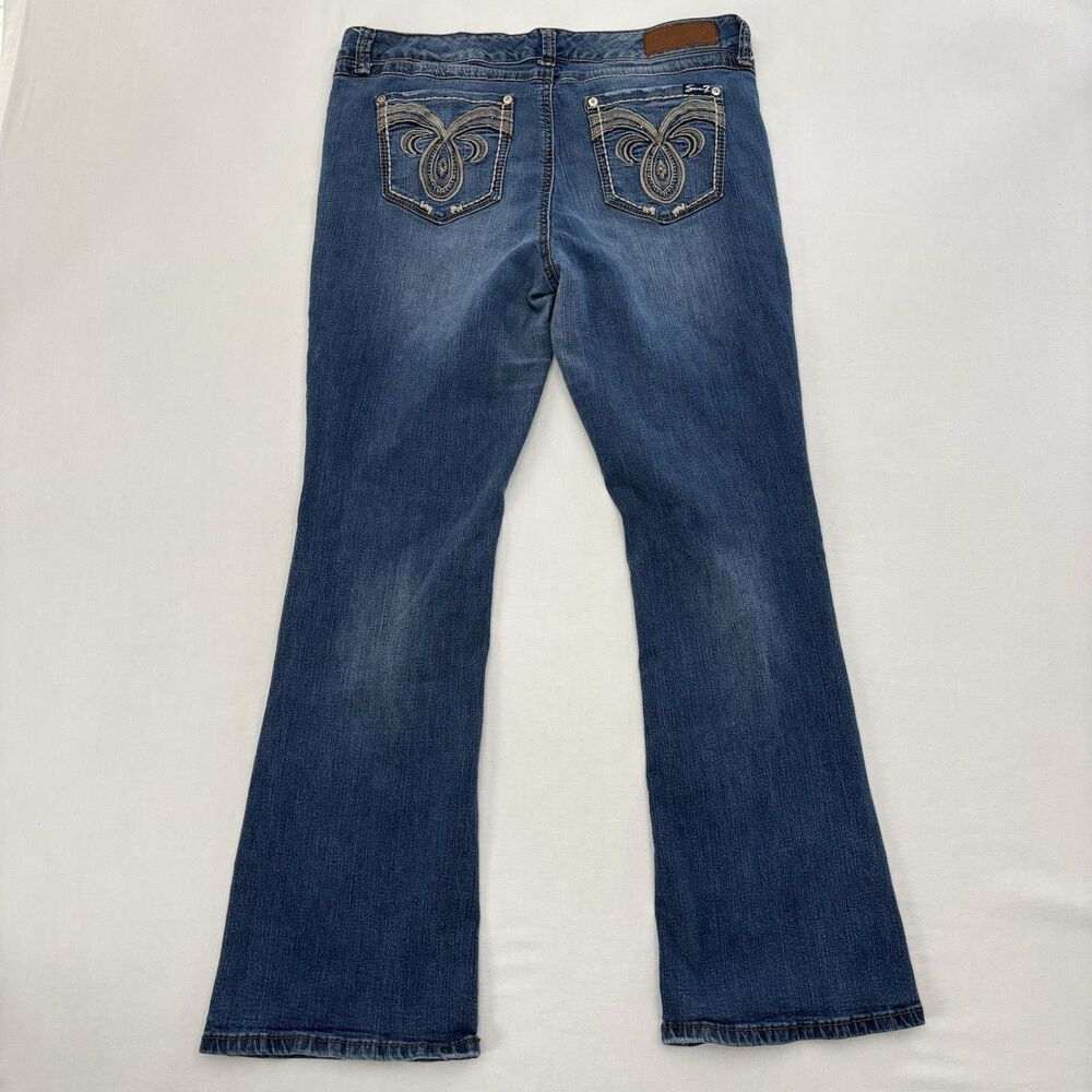 Seven7 Bootcut Jeans Women’s 16 Wash Blue Denim Embroidered Pockets Western Y2K